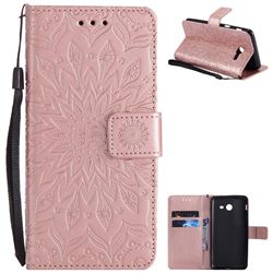 Embossing Sunflower Leather Wallet Case for Samsung Galaxy J5 2017 J5 US Edition - Rose Gold