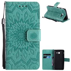 Embossing Sunflower Leather Wallet Case for Samsung Galaxy J5 2017 J5 US Edition - Green