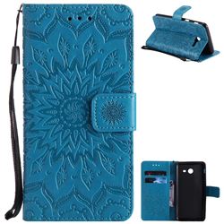 Embossing Sunflower Leather Wallet Case for Samsung Galaxy J5 2017 J5 US Edition - Blue