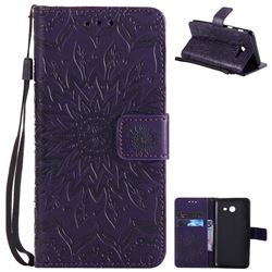 Embossing Sunflower Leather Wallet Case for Samsung Galaxy J5 2017 J5 US Edition - Purple