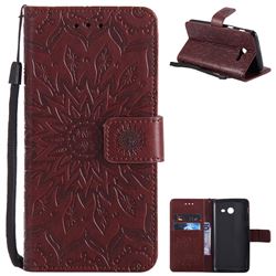 Embossing Sunflower Leather Wallet Case for Samsung Galaxy J5 2017 J5 US Edition - Brown