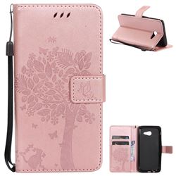 Embossing Butterfly Tree Leather Wallet Case for Samsung Galaxy J5 2017 J5 US Edition - Rose Pink