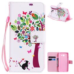 Cat and Tree PU Leather Wallet Case for Samsung Galaxy J5 2017 US Edition