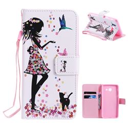 Petals and Cats PU Leather Wallet Case for Samsung Galaxy J5 2017 US Edition