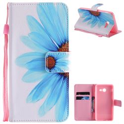 Blue Sunflower PU Leather Wallet Case for Samsung Galaxy J5 2017 US Edition