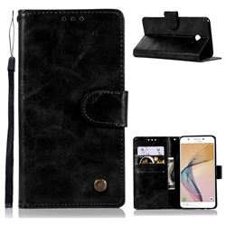 Luxury Retro Leather Wallet Case for Samsung Galaxy J5 2017 US Edition - Black