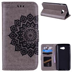 Datura Flowers Flash Powder Leather Wallet Holster Case for Samsung Galaxy J5 2017 US Edition - Gray