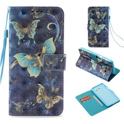 Three Butterflies 3D Painted Leather Wallet Case for Samsung Galaxy J5 2017 US Edition
