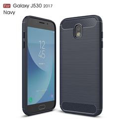 Luxury Carbon Fiber Brushed Wire Drawing Silicone TPU Back Cover for Samsung Galaxy J5 2017 J530 Eurasian (Navy)