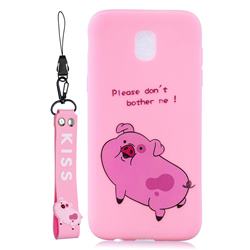 Pink Cute Pig Soft Kiss Candy Hand Strap Silicone Case for Samsung Galaxy J5 2017 J530 Eurasian