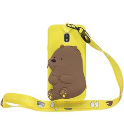 Yellow Bear Neck Lanyard Zipper Wallet Silicone Case for Samsung Galaxy J5 2017 J530 Eurasian