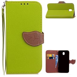 Leaf Buckle Litchi Leather Wallet Phone Case for Samsung Galaxy J5 2017 J530 - Green