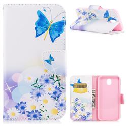 Butterflies Flowers Leather Wallet Case for Samsung Galaxy J5 2017 J530