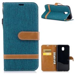 Jeans Cowboy Denim Leather Wallet Case for Samsung Galaxy J5 2017 J530 - Green