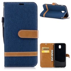 Jeans Cowboy Denim Leather Wallet Case for Samsung Galaxy J5 2017 J530 - Dark Blue