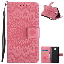 Embossing Sunflower Leather Wallet Case for Samsung Galaxy J5 2017 J530 Eurasian - Pink