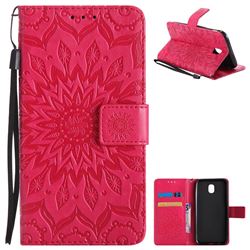 Embossing Sunflower Leather Wallet Case for Samsung Galaxy J5 2017 J530 Eurasian - Red