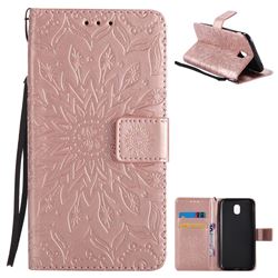 Embossing Sunflower Leather Wallet Case for Samsung Galaxy J5 2017 J530 Eurasian - Rose Gold
