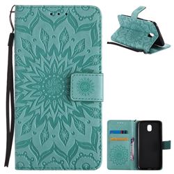Embossing Sunflower Leather Wallet Case for Samsung Galaxy J5 2017 J530 Eurasian - Green