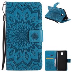 Embossing Sunflower Leather Wallet Case for Samsung Galaxy J5 2017 J530 Eurasian - Blue
