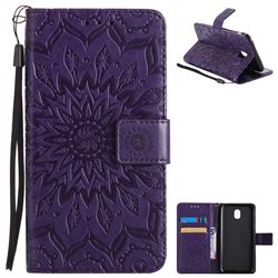 Embossing Sunflower Leather Wallet Case for Samsung Galaxy J5 2017 J530 Eurasian - Purple