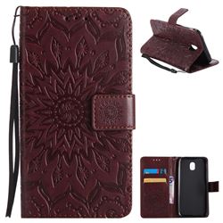 Embossing Sunflower Leather Wallet Case for Samsung Galaxy J5 2017 J530 Eurasian - Brown