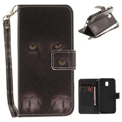 Mysterious Cat Hand Strap Leather Wallet Case for Samsung Galaxy J5 2017 J530 Eurasian