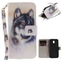 Snow Wolf Hand Strap Leather Wallet Case for Samsung Galaxy J5 2017 J530 Eurasian