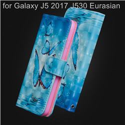 Blue Sea Butterflies 3D Painted Leather Wallet Case for Samsung Galaxy J5 2017 J530 Eurasian