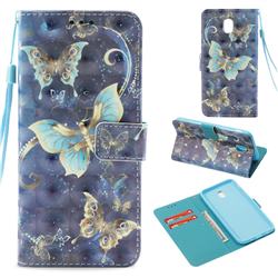 Three Butterflies 3D Painted Leather Wallet Case for Samsung Galaxy J5 2017 J530 Eurasian