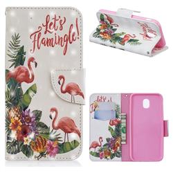 Flower Flamingo 3D Painted Leather Wallet Phone Case for Samsung Galaxy J5 2017 J530 Eurasian