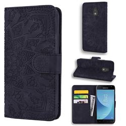 Retro Embossing Mandala Flower Leather Wallet Case for Samsung Galaxy J5 2017 J530 Eurasian - Black