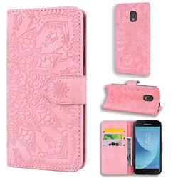 Retro Embossing Mandala Flower Leather Wallet Case for Samsung Galaxy J5 2017 J530 Eurasian - Pink