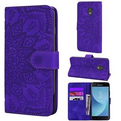 Retro Embossing Mandala Flower Leather Wallet Case for Samsung Galaxy J5 2017 J530 Eurasian - Purple