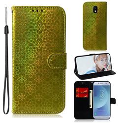 Laser Circle Shining Leather Wallet Phone Case for Samsung Galaxy J5 2017 J530 Eurasian - Golden