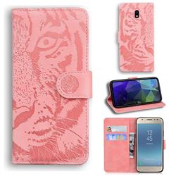 Intricate Embossing Tiger Face Leather Wallet Case for Samsung Galaxy J5 2017 J530 Eurasian - Pink