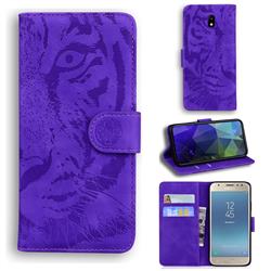 Intricate Embossing Tiger Face Leather Wallet Case for Samsung Galaxy J5 2017 J530 Eurasian - Purple