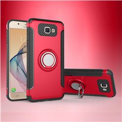 Armor Anti Drop Carbon PC + Silicon Invisible Ring Holder Phone Case for Samsung Galaxy J5 Prime - Red