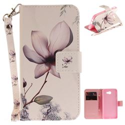 Magnolia Flower Hand Strap Leather Wallet Case for Samsung Galaxy J5 Prime