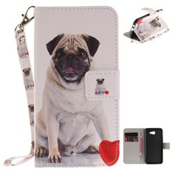 Pug Dog Hand Strap Leather Wallet Case for Samsung Galaxy J5 Prime