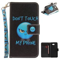 Not Touch My Phone Hand Strap Leather Wallet Case for Samsung Galaxy J5 Prime