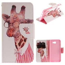 Pink Giraffe PU Leather Wallet Case for Samsung Galaxy J5 Prime
