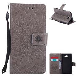Embossing Sunflower Leather Wallet Case for Samsung Galaxy J5 Prime - Gray