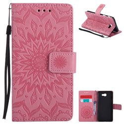 Embossing Sunflower Leather Wallet Case for Samsung Galaxy J5 Prime - Pink