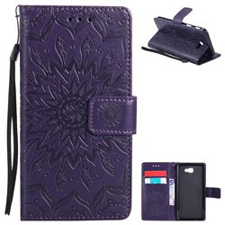 Embossing Sunflower Leather Wallet Case for Samsung Galaxy J5 Prime - Purple
