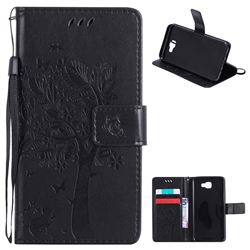 Embossing Butterfly Tree Leather Wallet Case for Samsung Galaxy J5 Prime - Black