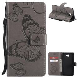 Embossing 3D Butterfly Leather Wallet Case for Samsung Galaxy J5 Prime - Gray
