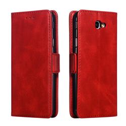 Retro Classic Calf Pattern Leather Wallet Phone Case for Samsung Galaxy J5 Prime - Red