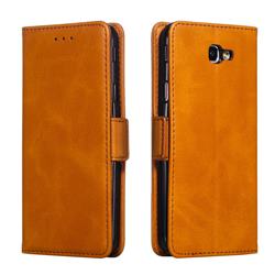 Retro Classic Calf Pattern Leather Wallet Phone Case for Samsung Galaxy J5 Prime - Yellow