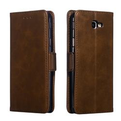 Retro Classic Calf Pattern Leather Wallet Phone Case for Samsung Galaxy J5 Prime - Brown
